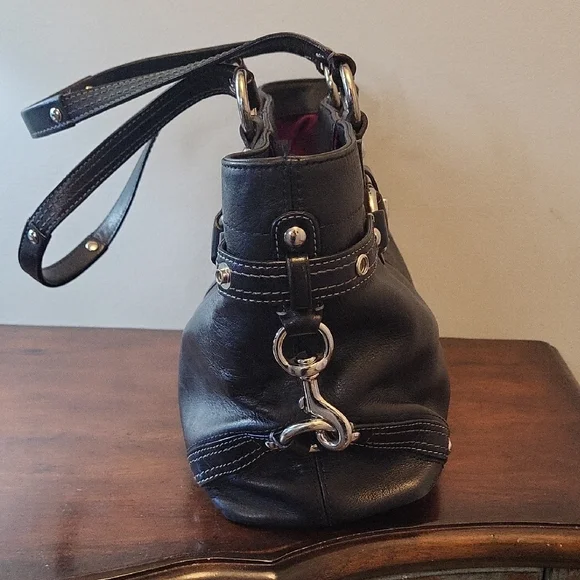 Coach Carly Black Leather Carryall Satchel Bag Tote Shoulder Bag J0878-13236